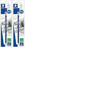 Staedtler Mars Rasor, Crayon-gomme abrasif pour encre d'écriture et de dessin, Avec embout brosse, Sans phtalates ni latex, Sous étui blister, 526 61BK-C (Lot de 2)