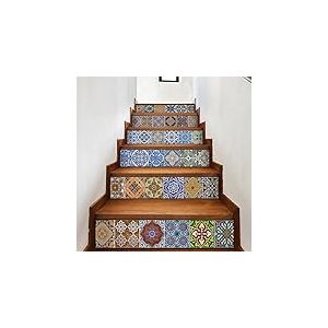WALPLUS Stickers carrelage d'escalier Espagnol, Multicolore, 100 x 18 x 0,02 cm