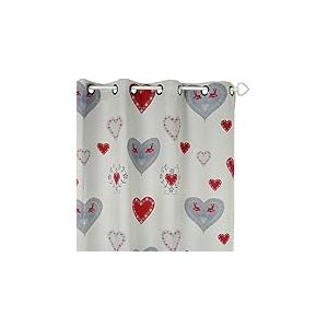 Linder 0551/69/49829/375FR Rideau Occultant Imprim&eacute; Pralognan Beige Gris&eacute; Bordeaux Oeillets 145 x 260 cm