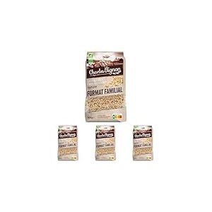 Charles Vignon &ndash; Muesli Bio Croustillant Nature &ndash; Format Familial 900 g - C&eacute;r&eacute;ales Compl&egrave;tes, Sans Huile de Palme, Riche en Fibres, Sachet Refermable (Lot de 4)