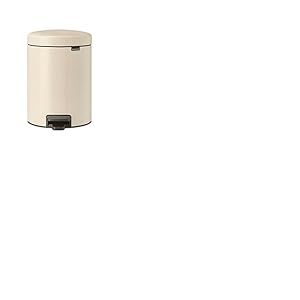 Brabantia - Poubelle &agrave; P&eacute;dale 5L NewIcon - Petite Poubelle pour Salle de Bain - Couvercle Soft-Close - P&eacute;dale L&eacute;g&egrave;re - Seau Int&eacute;rieur Amovible - Antid&eacute;rapant - Soft Beige - 21 x 28 x 29 cm