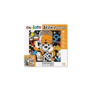 Carioca Lot de 4 illustrations de coloriage en velours | Aide &agrave; d&eacute;velopper la dext&eacute;rit&eacute; et la cr&eacute;ativit&eacute; | En collaboration avec Van Orton | 4 pi&egrave;ces | Design Art