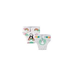Heless Lot de 120 couches en tissu pour poupées au design pingouin à pois, 2 pièces avec fermeture Velcro, taille 35-45 cm