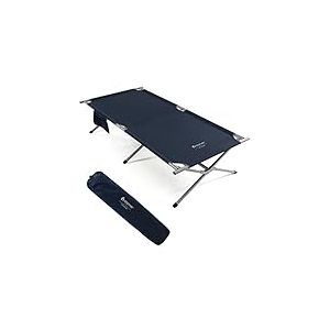 Generisch Lit de Camp Pliable XXL - 214,5 x 106 cm - avec Poche latérale - Charge maximale : 150 kg - avec Sac de Transport - Lit Pliant pour Camping, Plage - Bleu