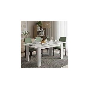Dmora - Table extensible Midland, Console extensible pour salle &agrave; manger, Table de cuisine ouvrant avec rallonge, 140/190x90h78 cm, Blanc