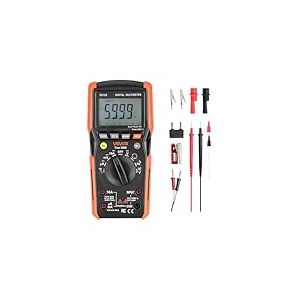 VEVOR Multim&egrave;tre Num&eacute;rique, 6000 Points, Multim&egrave;tre Pro TRMS Voltm&egrave;tre Test Tension CA CC, Courant, R&eacute;sistance, Capacitance, Fr&eacute;quence, Temp&eacute;rature, Diodes, Continuit&eacute;, Faible Imp&eacute;dance, Cycle Service
