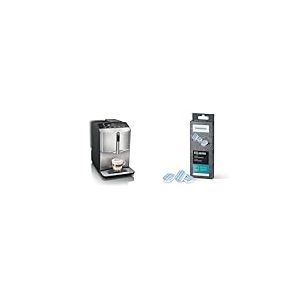 Pack machine à café à grain Siemens EQ300 gris métallique (TF303E07) et 2 en 1 Pastilles détartrage et nettoyant TZ80002N
