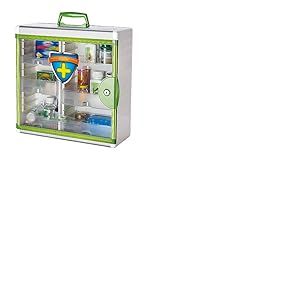 TUKA-i-AKUT 18L Armoire à Pharmacie Murale en Aluminium, 5 Compartiments 2 Clés, Verrouillable Sécurité Enfants, Armoire d'Apothicaire, Cadre Aluminium Armoire Premiers Secours, 35x32x17cm TKD6401-M