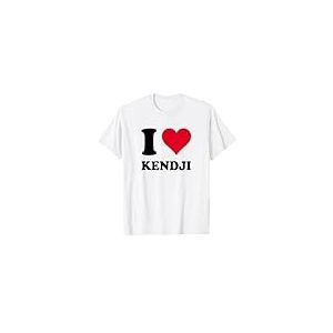 Love Stories I Heart Kendji T-Shirt Blanc Unisex Adulte S Léger Cœur rouge Uni Manche courte Col V Coupe classique