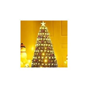 Sapin de Noël en Fibre Optique 150 cm, lumière Blanche Chaude, Basse consommation, idéal pour Les décorations festives et créer Une atmosphère de Noël chaleureuse.