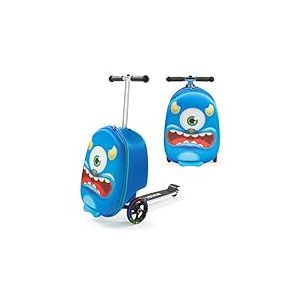 VEVOR Valise Trottinette Enfant, Capacité 20 L, Bagage à roulettes, Charge 50 kg, avec Roues PU, Poignée Réglable et Antidérapante TPR, Pliable et Légère, pour Voyages Enfants de 5 Ans et Plus, Bleu