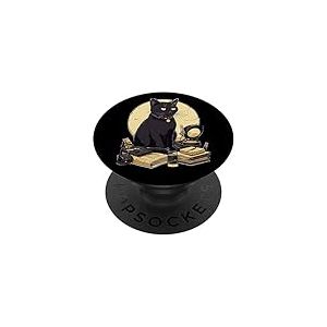 Chat Noir Avec Livres Bombay Cat Book Cats PopSockets PopGrip Interchangeable