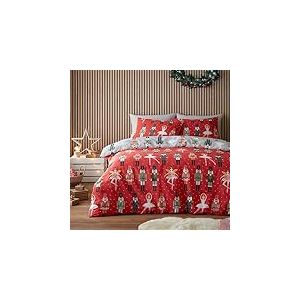 Fusion - Housse de Couette Casse-Noisette & Ballerine - 230 x 220 cm - Couleurs Réversibles - 2X Taies d'oreiller - Housse de Couette Casse-Noisette Solider & Danseuse de Ballet - Literie de Noël