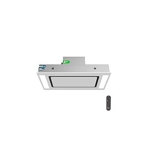 Cecotec Hotte Aspirante 90cm Plafond Intégrable Bolero Flux Tir 908000 Glass White A++. Finition Verre Blanc, Aspiration 800M3/H, Télécommande, Filtre Charbon, Booster
