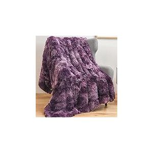 GONAAP Couverture en Fausse Fourrure Super Douce et Confortable en Peluche à Poils Longs pour canapé, Sofa et lit (Violet tie-Dye, Couvre-lit (127 x 152,4 cm))