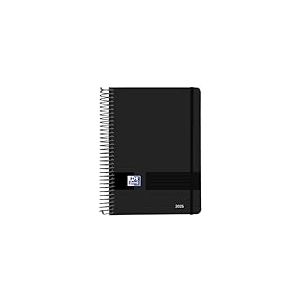 Oxford Live & Go Agenda 2024 Jour par page A5 Couvercle en plastique avec spirale, espagnol, noir