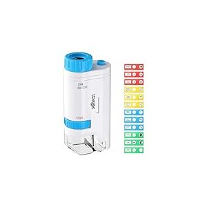 GlasFlength 80x-200x Microscope Enfant Portable, Microsc ope Enfant avec 12 Lames Lumière LED Mic roscope Éclairé Microscope avec Zoom petiscope pour Apprendre éducation et Exploration