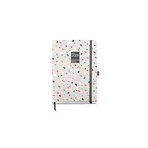 Miquelrius Agenda journalier 2026 journalier A5+ (155 x 213 mm), couverture rigide en carton, spirale, fermeture &eacute;lastique, papier 80 g/m&sup2;, ES-EN-PT, terre