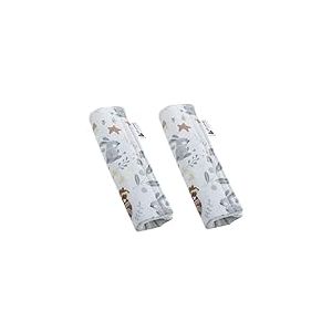 Medi Partners Protège Ceinture Enfant 2 Pièces Coussin de Sécurité Voiture Protege Kids 17x22cm 100% Coton Minky Cover Securite Auto Poussette pour Bebe Amovible (Cerf avec Minky Gris)