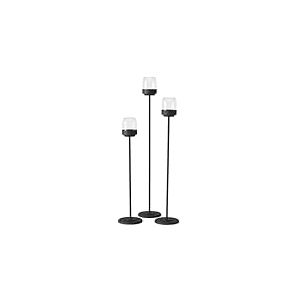 Boltze 2052864 Senza Photophore 3 pièces, Noir, Fer, Verre, 87 cm, Fait à la Main, Design Moderne, décoration de Jardin, décoration de Table, photophore en Verre