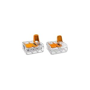 WAGO® Borne à 3 conducteurs 6mm² avec Levier 221-613 (30 pièces) Orange & 221-413 Borne de connexion 3 fils 0,2 à 4 mm² avec levier de commande, transparent modèle compact, Boite de 50