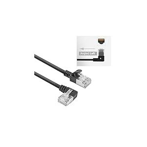 ACT Câble réseau CAT6A - Coudé à 90° - U/FTP LSZH - Câble LAN fin 3,6 mm - Câble Ethernet flexible avec fiche RJ45 - Pour une utilisation dans les centres de données, 1 m, vers la gauche - DA1901