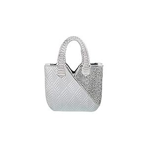 DRW Sac en Céramique avec Cristaux en Gris et Argent 26x11x28 cm