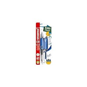 STABILO Stylo-plume ergonomique EASYbirdy - Plume A - Droitier - Bleu/bleu clair + outil pour échange de plume