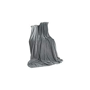 CelinaTex Couverture TV Couverture Douillette XXL 220 x 240 cm Argent Gris Coral Fleece Couvre-lit Microfibre Couverture de canapé Jeté de lit