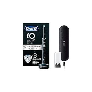 Oral-B iO 10 Brosse &Agrave; Dents &Eacute;lectrique Noire Pour Adultes, &Eacute;dition Sp&eacute;ciale, Modes De Nettoyage Blancheur Et Soin Des Gencives, 1 Brossette De Recharge, 1 Chargeur, 1 &Eacute;tui De Voyage