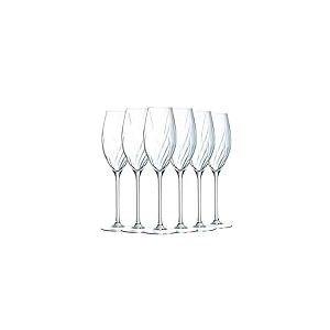 Cristal d'Arques Paris - Collection Swirly - 6 flûtes 24cl - Fabriquées en France - Emballage renforcé