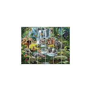Walltastic Jungle Adventure Papier peint 6 panneaux en papier FSC Multicolore 2,4 m de haut x 3 m de large