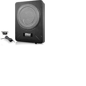 Pyle Caisson de Basse Voiture Amplifi&eacute; 20 cm &agrave; Profil Bas - Syst&egrave;me Subwoofer Actif Compact de 600 Watts, Enceinte Active sous Si&egrave;ge avec Amplificateur Int&eacute;gr&eacute;, Entr&eacute;es de Niveau Haut et Bas - Noir