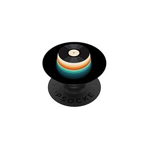 Disque Vinyle Rainbow Flow Art | Tourne-Disque de Musique r&eacute;tro PopSockets PopGrip Adh&eacute;sif