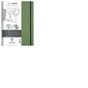 Clairefontaine 783433C Collection Nomaddict (ex Age Bag) Un Cahier &agrave; Spirale &agrave; Marges D&eacute;tachables My.Notes Vert - A4 - 120 Pages D&eacute;tachables DOT Papier Blanc 90 g - Couverture Carte Lustr&eacute;e Grain Cuir