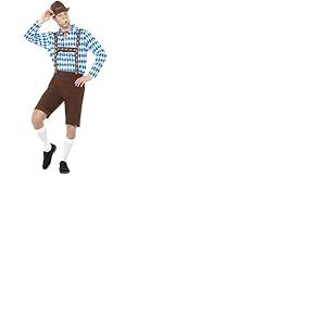 Smiffys Costume homme bi&egrave;re bavaroise, Bleu et marron, Avec chemise et Lederhosen Halloween