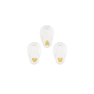 Vaessen Creative Perforatrices Ours, Cœur et Papillon-3 Pcs d'environ Scrapbooking Matériel pour Papier, Cartes et Loisirs Créatifs, Blanc-or, (1,4 x 1,1 cm) / (1,4 x 1,4 cm) / (1,4 x 1,2 cm)