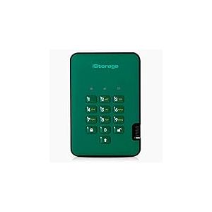 iStorage diskAshur2 SSD 128Go Vert - Disque SSD portable sécurisé - Protégé par mot de passe - Résistant à la poussière et à l'eau - Cryptage matériel