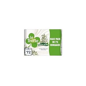 Le Trèfle Douceur Bambou Infinity - 72 Rouleaux de Papier Toilette, Triple épaisseur, 130 Feuilles par Rouleau, Naturellement doux pour la Peau, Rouleaux dotés de Fibres de Bambou