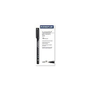 Staedtler Lumocolor, Feutre permanent universel M, convient pour la plupart des surfaces, pour la rétroprojection, résistant à l'eau, séchage rapide, Lot de 10 marqueurs de couleur orange, 317-4