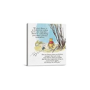 D&eacute;coration murale classique Winnie l'ourson avec citation If Ever There Is A Tomorrow - Impression sur toile encadr&eacute;e pr&ecirc;te &agrave; accrocher pour chambre d'enfant (20,3 x 20,3 cm)