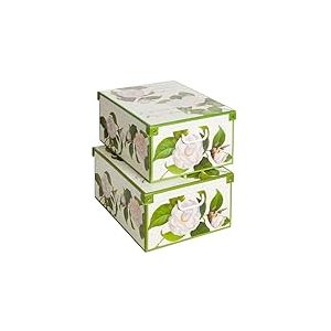Lot de 2 boîtes de rangement en carton, avec couvercle, pour ranger, fleurs, 39x50x24 cm CAMELIE, Camelias