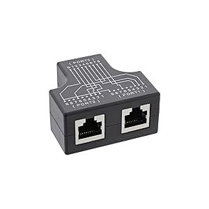 InLine&reg; Adaptateur T Cat.5e STP (Port Doppler), Prise RJ45 vers 2 Prises RJ45 Femelles