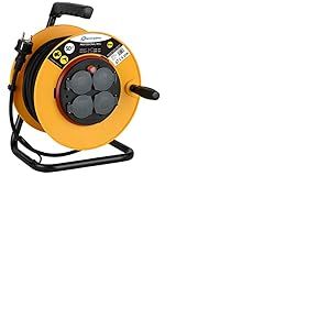 Electraline Pro-Line 49039 Rallonge 4 Prises de Courant IP40, 50 m, câble H05VV-F Section 3G2,5 mm², Citronier