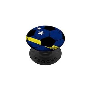 Ballon de Football Cura&ccedil;ao, Drapeau de Cura&ccedil;ao, Drapeau de Cura&ccedil;ao. PopSockets PopGrip Adh&eacute;sif