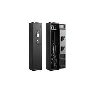 VEVOR Armoire &agrave; Fusils, Coffre-Fort pour Armes &agrave; Feu en Acier Lamin&eacute; &agrave; Froid Haute R&eacute;sistance, D&eacute;verrouill&eacute; par Empreintes Digitales, Clavier Num&eacute;rique et Cl&eacute;s, avec LED, pour Armes Longues Pistolets
