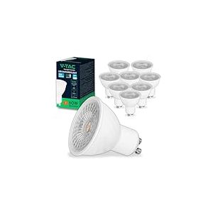 V-TAC 10x Ampoules LED GU10 6W (&eacute;quivalent 60W) - CHIP SAMSUNG - 445 Lumen - Haute Luminosit&eacute; - Spot LED GU10 pour Efficacit&eacute; Maximale et &Eacute;conomie d'&eacute;nergie - Lumi&egrave;re 6400K Blanc Froid