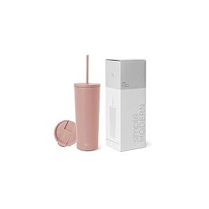 Simple Modern Verre Thermique avec Paille et Couvercle| Tasse &agrave; Caf&eacute;, Bouteille d'Eau R&eacute;utilisable en Acier Inoxydable | Cadeaux pour Femmes et Hommes | Classic Collection | 710ml | Mauve Me
