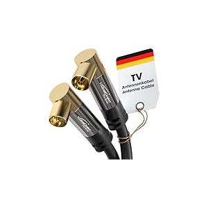 KabelDirekt - C&acirc;ble d'antenne 4K, c&acirc;ble TV coud&eacute; &agrave; 90&deg; - C&acirc;ble TV avec fiche m&eacute;tallique incassable pour la t&eacute;l&eacute;vision num&eacute;rique et analogique - 3m (fiche coud&eacute;e vers prise coud&eacute;e pour DVB-T/DVB-S)