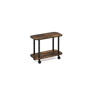 Furinno Turn-N-Tube Table d'appoint Ovale Moderne avec roulettes, Pin Ambré/Noir